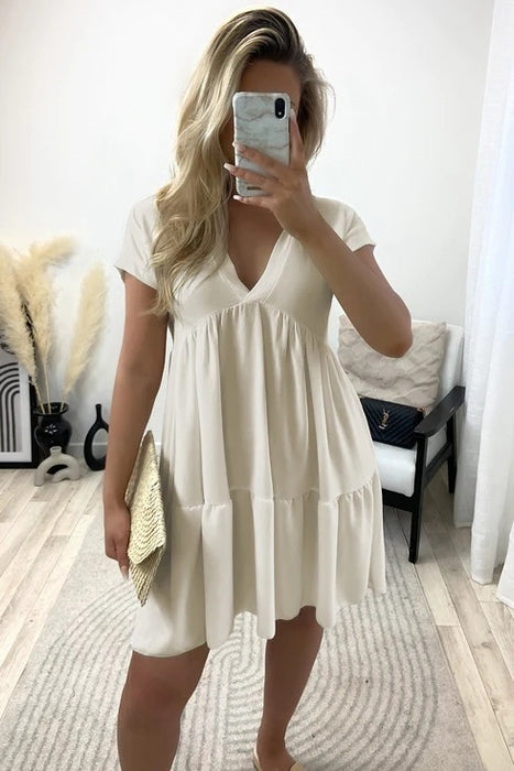 Tiered Ruffle Blouse V-Neck Mini Dress