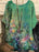 Cotton And Linen Loose Oil Painting Print Short-sleeved Blouse