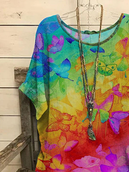 Women's Butterfly Art Casual Print Top