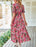 Summer Boho Dress Tie Front Deep V Neck Cutout Short Sleeve Floral Casual Party Beach Maxi Dresses