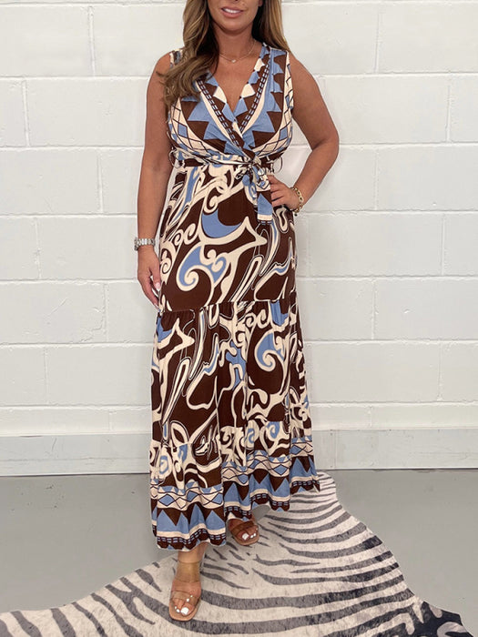 Bohemian retro printed maxi dress