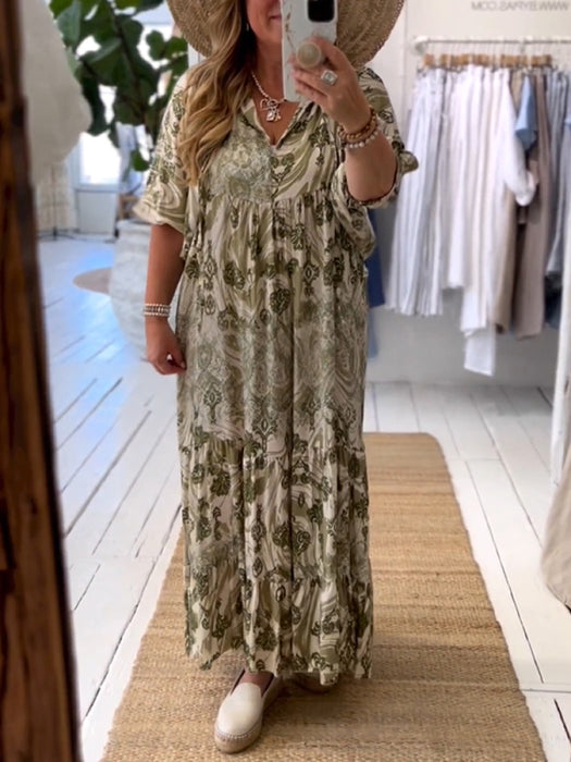 Bohemian retro printed maxi dress