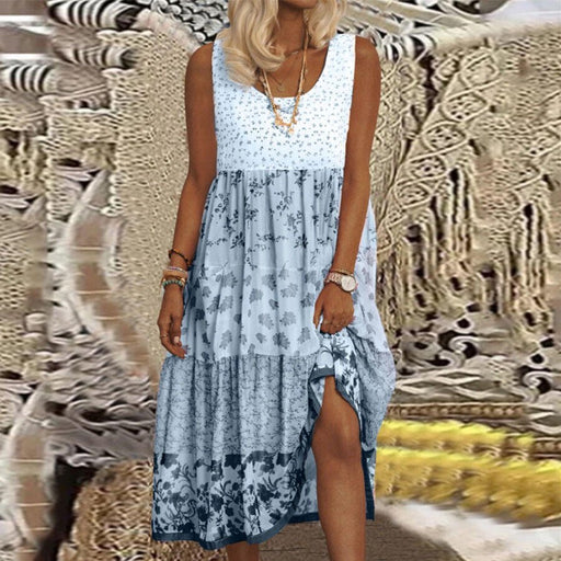 Women Retro Printed Floral Maxi Dress