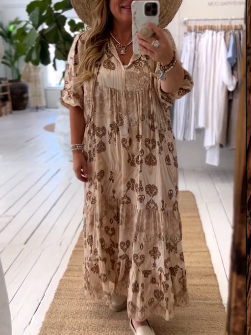 Bohemian retro printed maxi dress