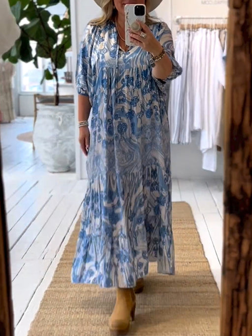 Bohemian retro printed maxi dress