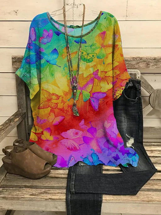 Women's Butterfly Art Casual Print Top