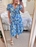Summer Boho Dress Tie Front Deep V Neck Cutout Short Sleeve Floral Casual Party Beach Maxi Dresses
